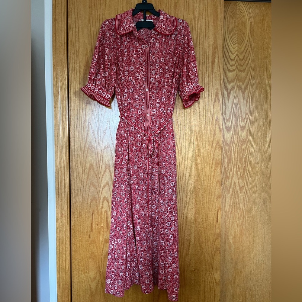 Max Studio Red Floral Short Sleeve Dress